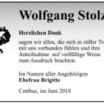 Danksagung Wolfgang Stolze