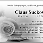 Traueranzeige Claus Suckow