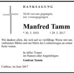Danksagung Manfred Tamm