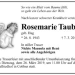 Traueranzeige Rosemarie Taube, geb. Hug
