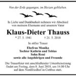 Traueranzeige Klaus-Dieter Thauss