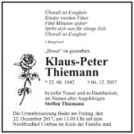 Traueranzeige Klaus-Peter Thiemann