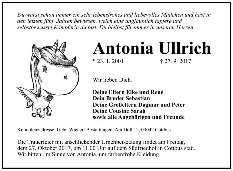 Traueranzeige Antonia Ullrich