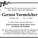 Traueranzeige Gernot Vormelchert