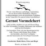 Traueranzeige Gernot Vormelchert
