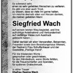 Danksagung Siegfried Wach