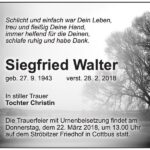 Traueranzeige Siegfried Walter