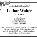 Traueranzeige Lothar Walter