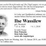 Traueranzeige Ilse Wassilew, geb. Wostrack