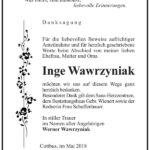 Danksagung Inge Wawrzyniak