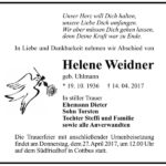 Traueranzeige Helene Weidner, geb. Uhlmann