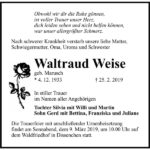 Traueranzeige Waltraud Weise, geb. Marusch