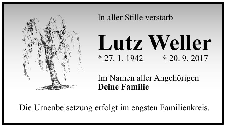 Traueranzeige Lutz Weller
