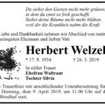 Traueranzeige Herbert Welzel