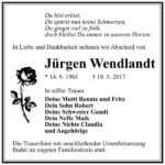 Traueranzeige Jürgen Wendlandt