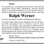 Danksagung Ralph Werner