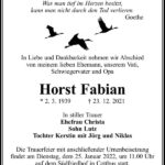 Traueranzeige Horst Fabian