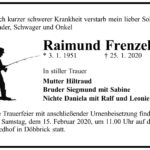 Traueranzeige Raimund Frenzel