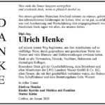 Danksagung Ulrich Henke