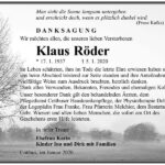 Traueranzeige Klaus Röder