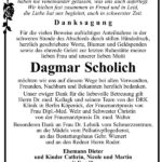 Danksagung Dagmar Scholich