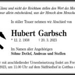 Traueranzeige Hubert Garbsch