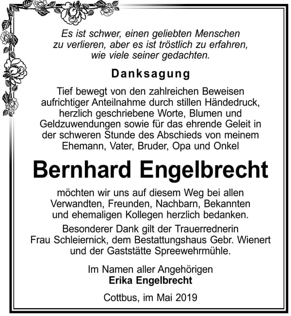 Danksagung Bernhard Engelbrecht