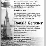 Danksagung Ronald Gerstner