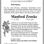 Traueranzeige Manfred Zrocke