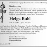 Danksagung Helga Buhl