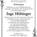 Danksagung Inge Hübinger