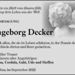 Danksagung Ingeborg Decker