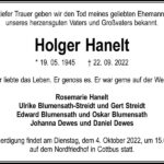 Traueranzeige Holger Hanelt