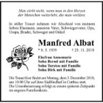 Traueranzeige Manfred Albat
