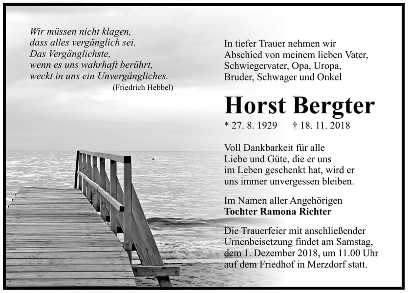 Traueranzeige Horst Bergter
