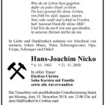 Traueranzeige Hans-Joachim Nicko