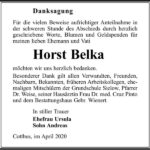 Danksagung Horst Belka