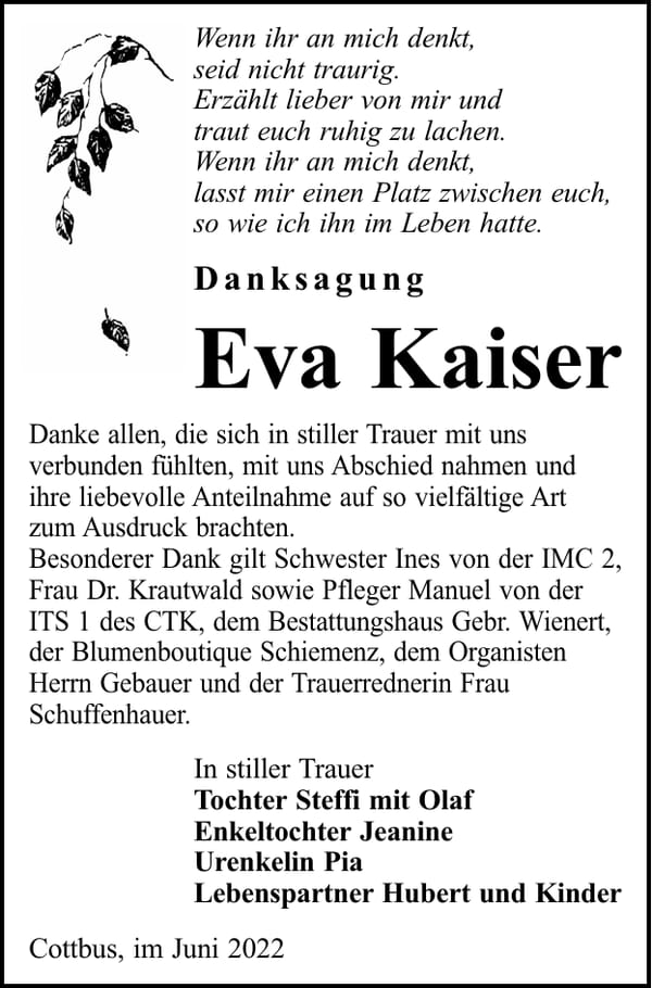 Danksagung Eva Kaiser