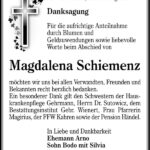 Danksagung Magdalena Schiemenz