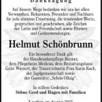 Danksagung Helmut Schönbrunn