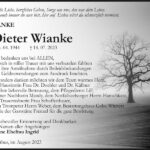 Danksagung Dieter Wianke