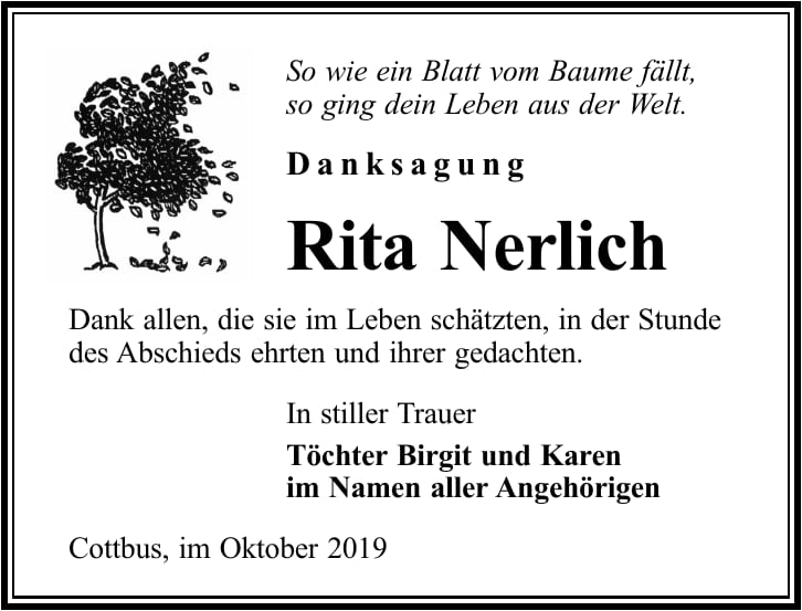 Danksagung Rita Nerlich