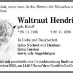 Traueranzeige Waltraut Hendrischke, geb. Ruloff