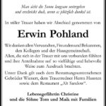 Traueranzeige Erwin Pohland