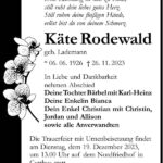 Traueranzeige Käte Rodewald, geb. Lademann