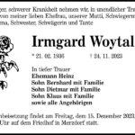Traueranzeige Irmgard Woytal