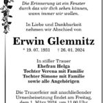 Traueranzeige Erwin Glemnitz