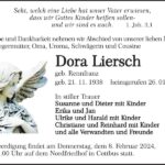 Traueranzeige Dora Liersch, geb. Rennfranz