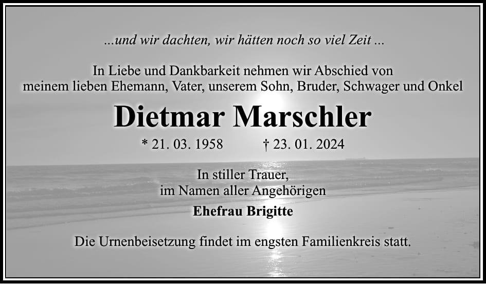 Traueranzeige Dietmar Marschler