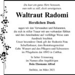 Danksagung Waltraut Radomi